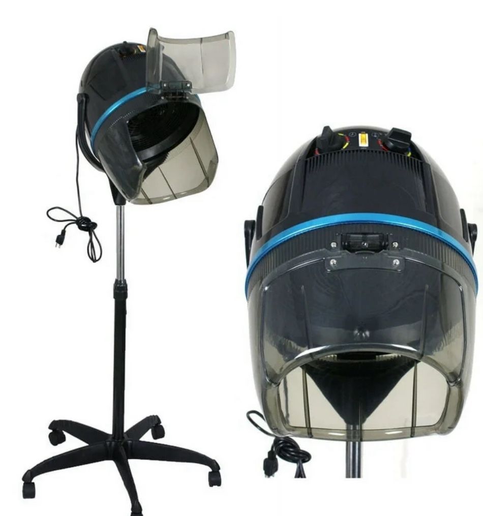 ZENSTYLE 1300W Floor Hair Dryer Rolling Salon Standing Bonnet Black