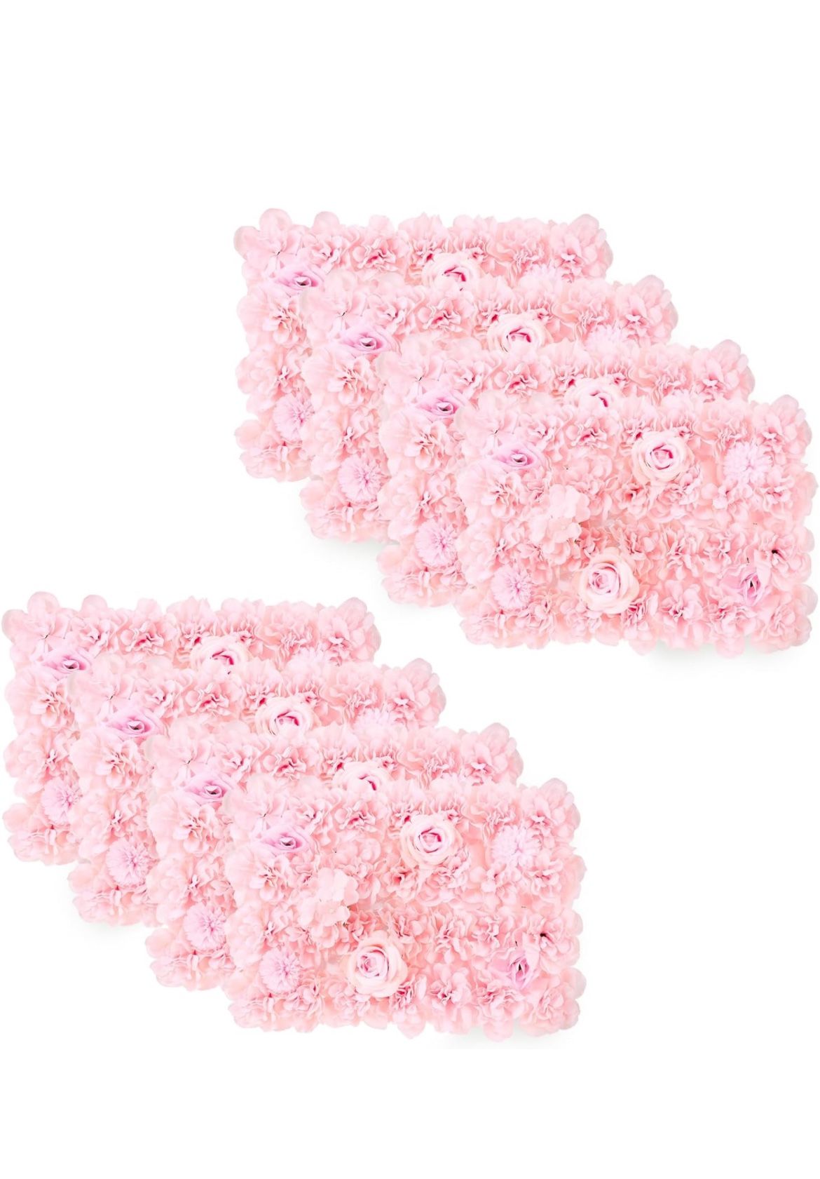 Omldggr Flower Wall Panel, 8 Pack 12 x 16” Rose Floral Wall for Wedding, 3D Artificial Flowers Wall for Party Baby Bridal Shower Tea Party Photo Backg
