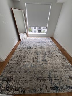 Large 8’9” × 15’ Area Rug – Gray, Blue & Brown – Oversized