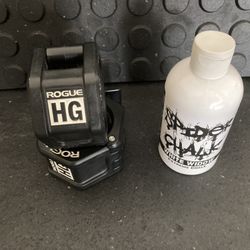 Rogue Barbell Collars, Liquid Hand Chalk, Wrist Wraps