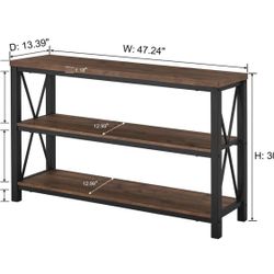 New  Console Industrial Entryway Table With Shelves