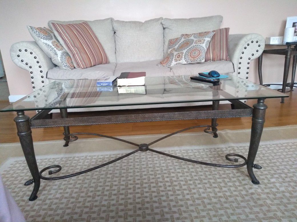 Set Of 3 Glass Top Tables , must go! 