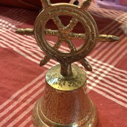 Nautical Captains Call Solid Brass Bronze Ships Wheel Table Bell Brass Artwork