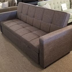 Brand New 84" x 57" Linen Convertible Sofa Chaise
