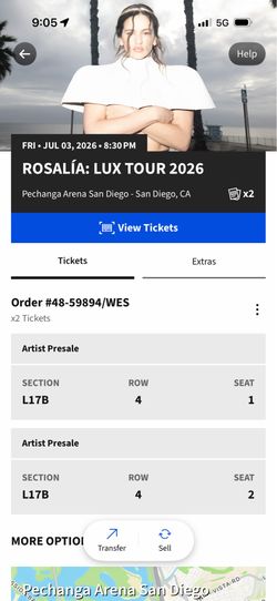 Rosalía LUX tour concert tickets san diego july 3rd