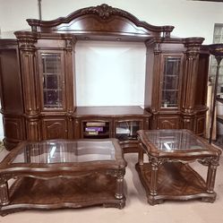 Elegant Wooden Entertainment Center and Tables