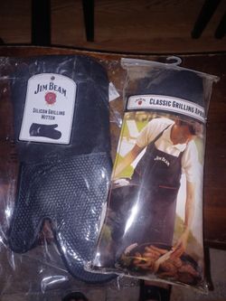 Jim Beam Classic Grilling Apron And Silicone Mitt