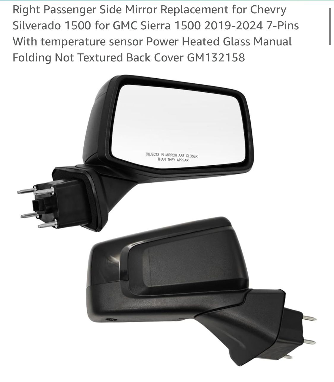 Right Passenger Side Mirror Replacement for Chevry Silverado 1500 for GMC Sierra 1(contact info removed)-2024