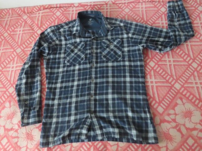 Kuhl Dillingr Flannel Shirt Long Sleeve Blue Plaid Button-Up Outdoor Small