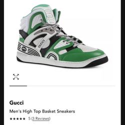 Authentic Gucci Men's High Top Basket Sneakers  size 11
