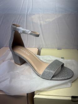 J. Adams Silver Glitter Block Heel Sandals