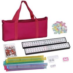 New American Mahjong Set 166 Tiles 4 Colors Pushers/Racks Mahjong Set W/Soft Bag