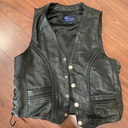 Vance Leather Vest Black Size 42