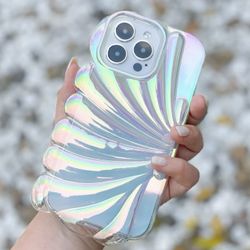 iPhone 14 ProMax Shell Design Holographic Silicone Phone Case