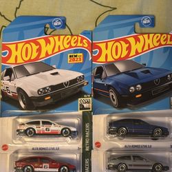 Hot Wheels Alfa Romeo GTV6 3.0 Lot of a four: Blue, Red, White & Silver