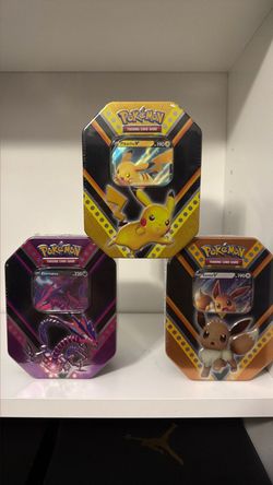 Pokémon Pikachu, Eevee, Eternatus TCG V Tin Set of 3