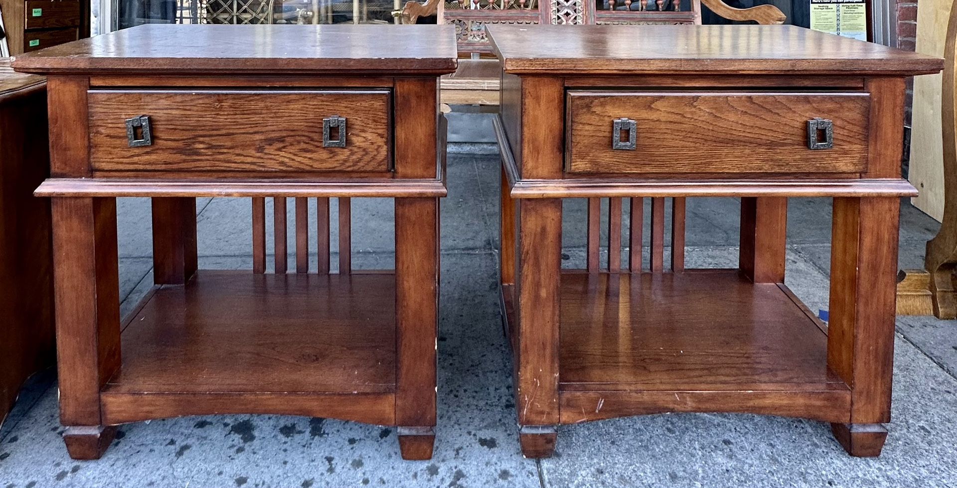 Pair of Nightstands | Chris Madden for Home Collection JC Penny | Mission Style | Dark Oak | 28"L X 17"D X 28"H