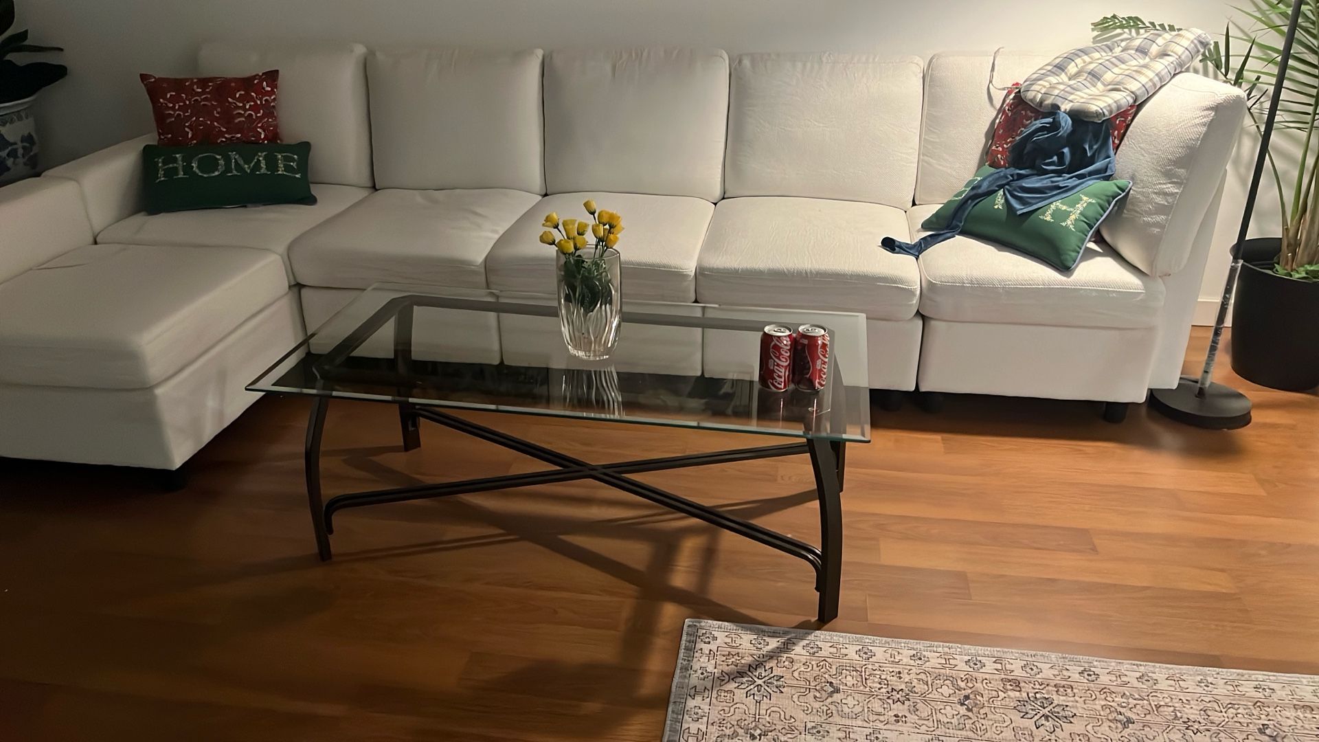Glass top coffee table