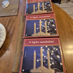 Three boxes of vintage three light candolers
