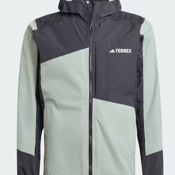 Adidas Men's TERREX Xperior Hybrid Rain Jacket Silver Green/Black