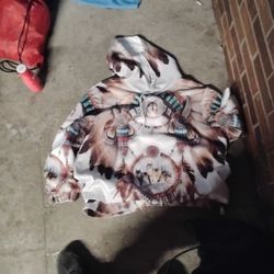 1XL Native American And Wolves Sweatshirt