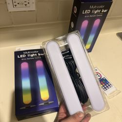  2 LED Light Bar, Music Synced RGB Light Bars, 16 Million Colors Changing TV Light Bar with Remote &APP Control Timing Function, RGB Desk Lamp for Com