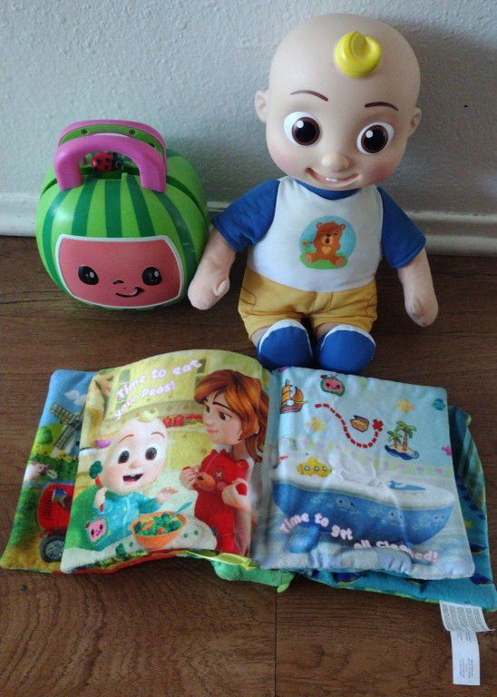 Cocomelon Jjj Musical Plush With Lunch Box Musical Book $20 Cash Available Now 