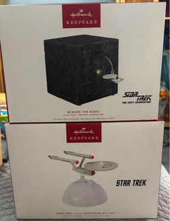 New Star Trek Hallmark Borg Cube and Enterprise