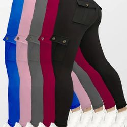 New Yoga Pants – Pink, Blue, Black, Gray, Burgundy (S–M)