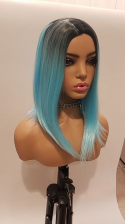Short Blue Straight Wig
