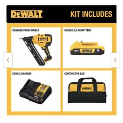 20V MAX XR Lithium-Ion Cordless 2-1/2 in. 15-Gauge Finish Nailer Kit with 2.0Ah Battery, Charger and
