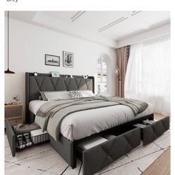 New king bed frame with drawers