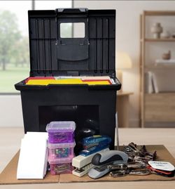 Rubbermaid Portable File Tote & Office Supplies Bundle