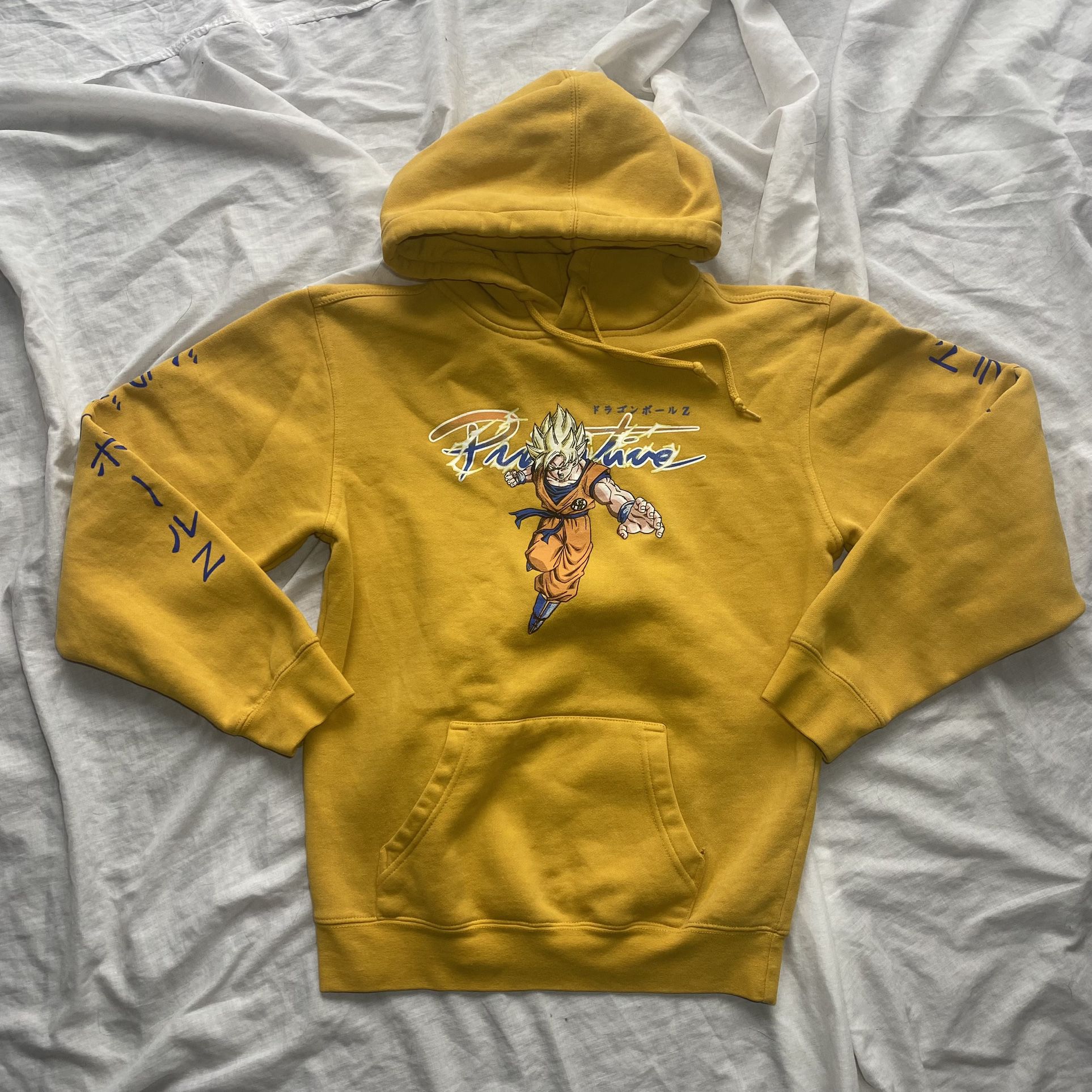Primitive Dragon Ball Z Goku Graphic Yellow Pullover  Hoodie Mens Small
