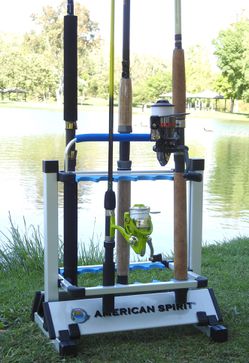 Portable 12 Rod Rack Fishing Pole Holder / Stand With Handle for