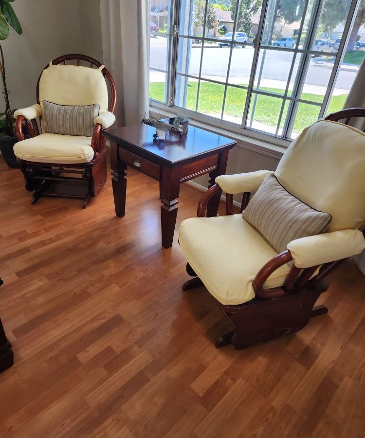 Swing Chairs and Coffee Table Set.