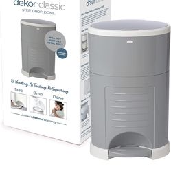 Dekor Classic Hands-Free Diaper Pail | Gray | Easiest to Use | Just Step – Drop – Done | Doesn’t Absorb Odors | 20 Second Bag Change | Most Economical