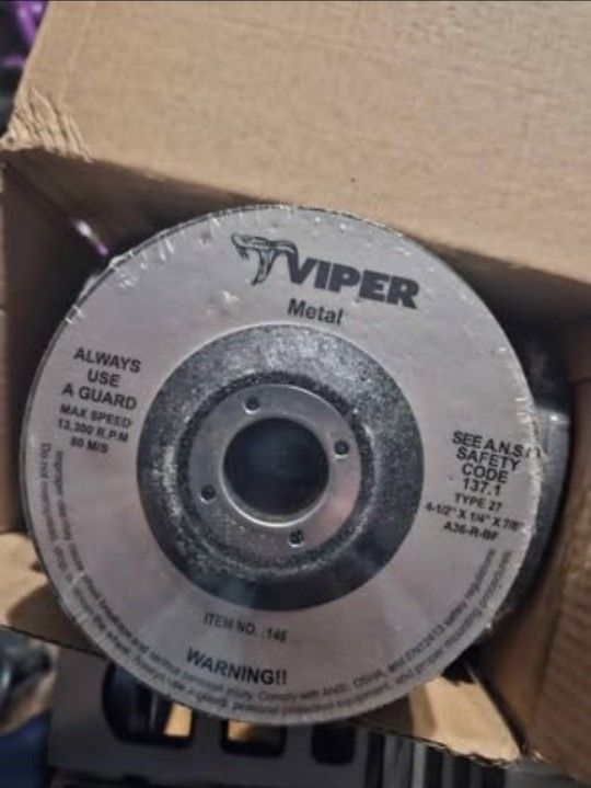 Lot of 5 Pcs Viper A36-R-BF 146 Metal Grinding Wheels 4-1/2" x 1/4" x 7/8"