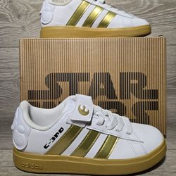 Adidas X Star Wars Grand Court 2.0 C3PO Droids 2.0 Youth Size 1 RARE COLLAB NIB