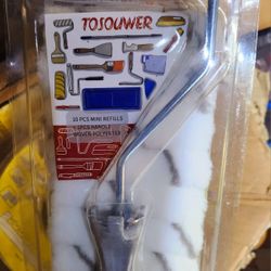 10 Mini Paint Rollers And Handle Brand New