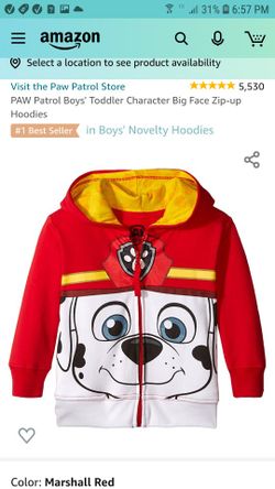 Paw Patrol Boyz' Toddler Character Big Face Zip-up Hoodies