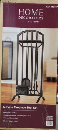$30, Brand New, 5pc Fireplace Tool Set, All Black