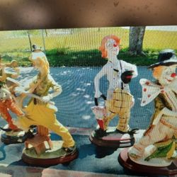 Set Of 5 Instrument-playing Ceramic CLOWNS