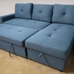 BLUE sleeper sectional 💙 Fits Anywhere! Fast Delivery!!  🚚 📦 