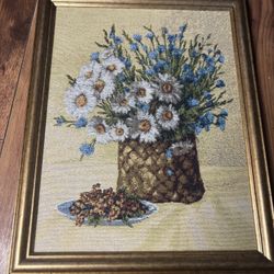Delicate woven floral tapestry ("Summer Still Life") 
