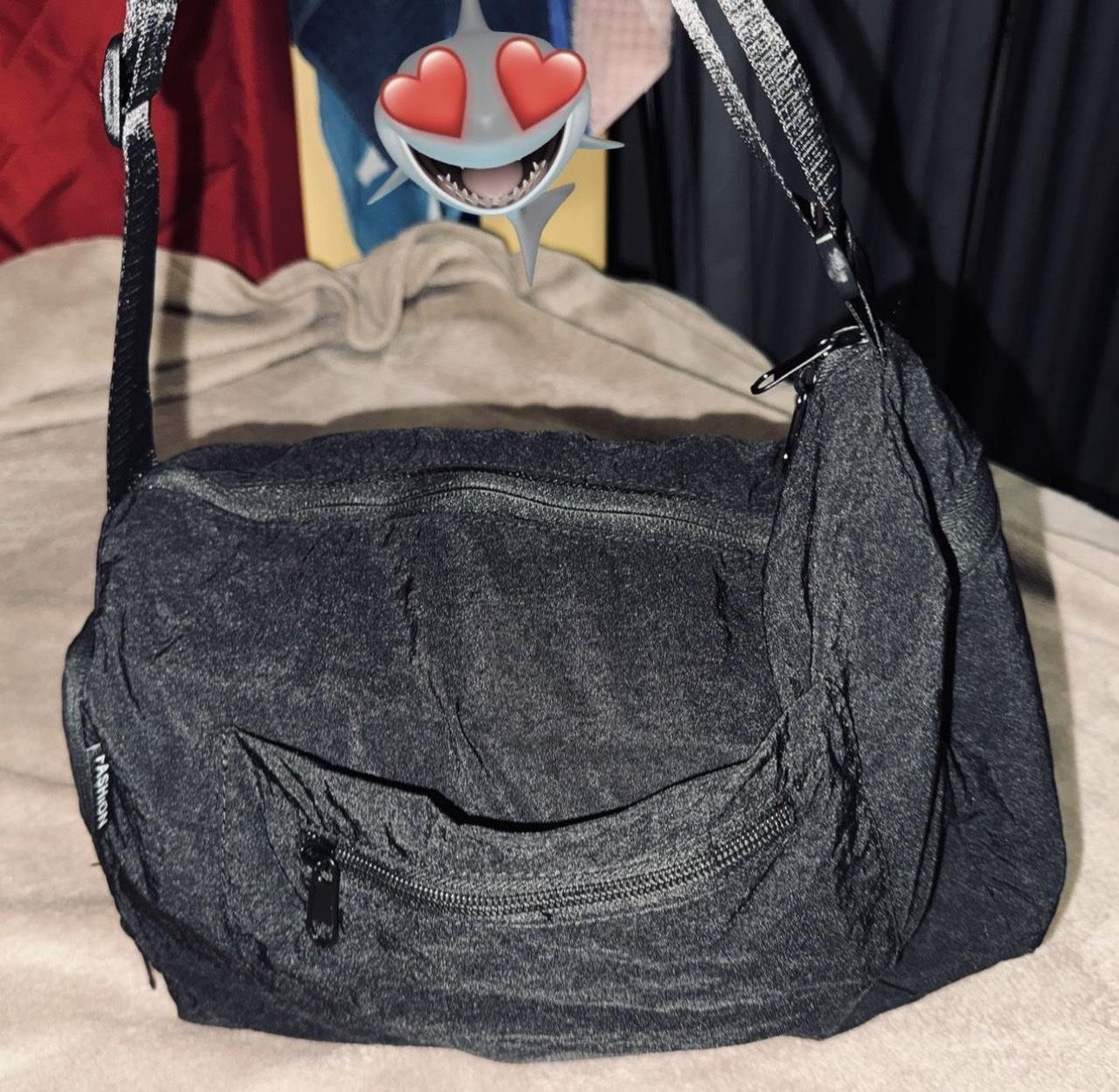 Brand new Small black shoulder bag with two side