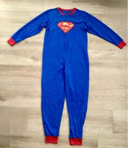 S/M Small Medium Superman Blue Fleece Onesie Pajamas