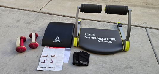 AB Machine Workout/Reebok AB Mat/Two 5 lb Barbells/Workout Gloves
