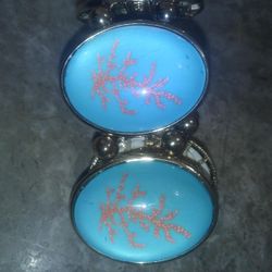 Large Gold-Plated and Turquoise Cuff Bracelet