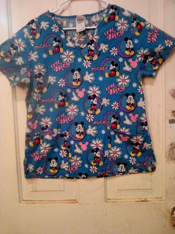 Mickey Mouse Vneck Scrub Top